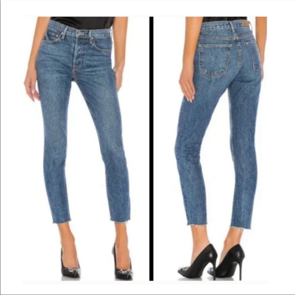 GRLFRND | The Karolina High Waist Skinny Raw Hem in Clickbait Jeans Size 25